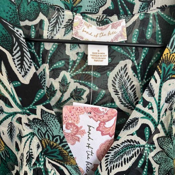 NWT Band of the Free Floral Chiffon Ruffle Bodysuit Green Black Women’s Small - Picture 4 of 9